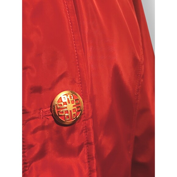 Dennis Basso Red Faux Fur Hood Button Down Zip Up Coat Jacket Women's Size XL - Picture 3 of 8